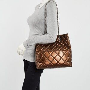 Chanel Bronze 2.55 Quilted Crinkled Calfskin Leather 2.55 Reissue North/South